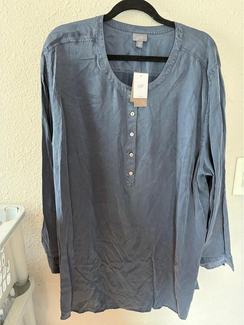 NWT J.Jill Long Sleeve Blouse Blue size 4X. $109 retail